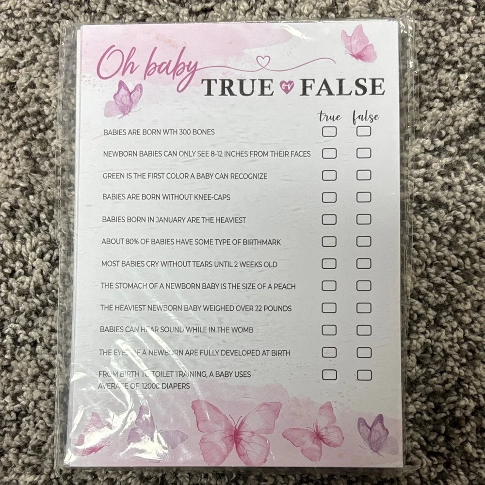 Oh Baby True or False Game Cards